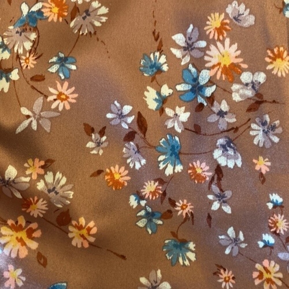 NWT Hippie Rose, Mocha floral adjustable satin woven top. Size XL - Picture 3 of 16